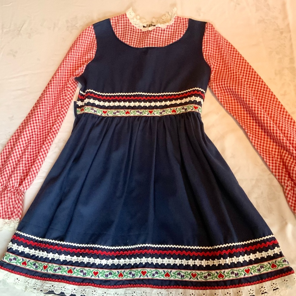 Vintage Girls 1970s Raggedy Ann Dress Mid length